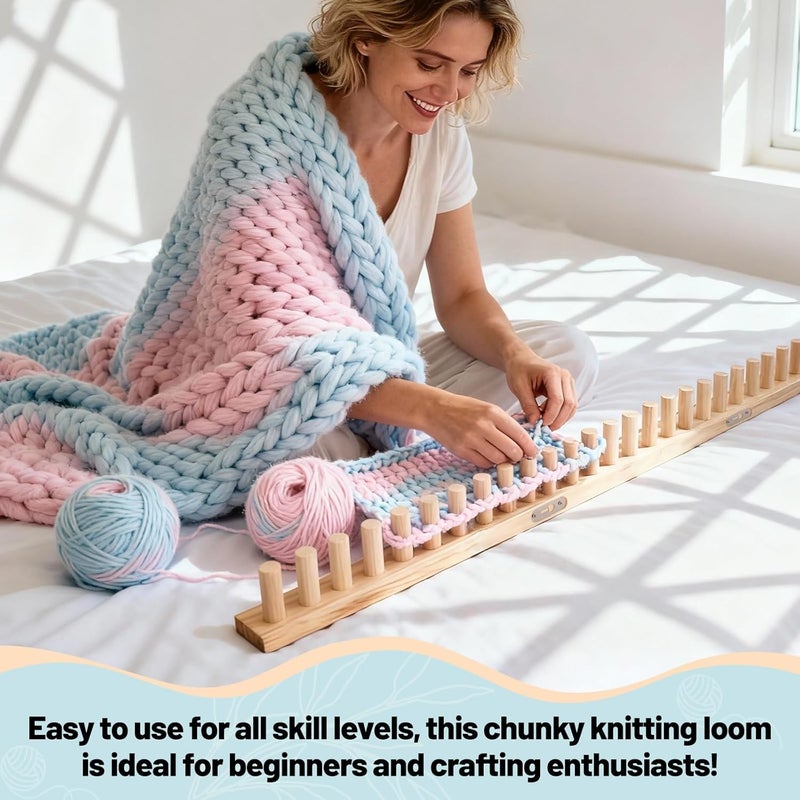 Badiman Wooden Knitting Loom Kit with Installation Tools, Adjustable DIY Crafting Home Decor Easy Assembly Reusable Wooden Peg Frame Beginner Friendly Gift, B - Image 4